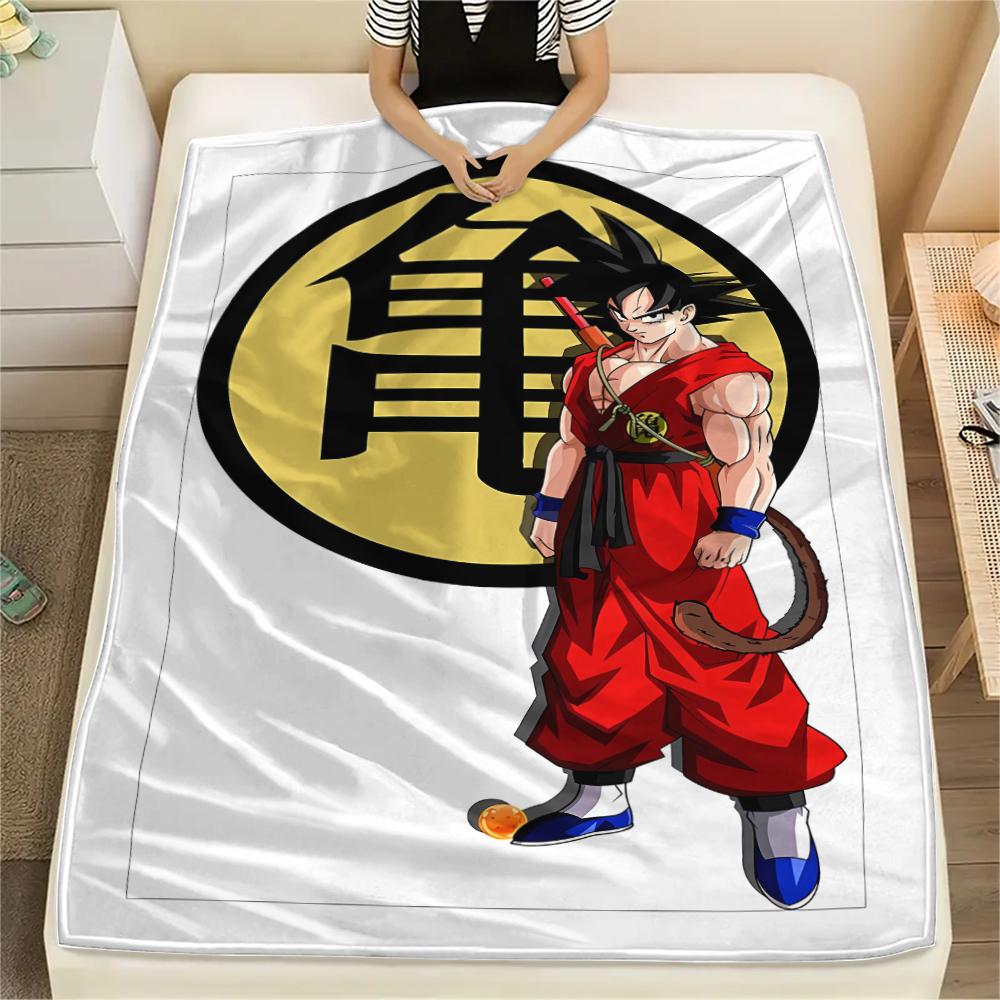 Flanelová deka s potiskem postav z Dragon Ball, Vysoce kvalitní, Pohodlná pro všechna roční období, Domácí dekorace, Teplo a pohodlí, Perfektní jako vánoční dárky