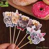 8pcs Birthday Prop Cute Cat Face Insert Card Non Toxic Disposable Cat Cupcake Toppers Single Side DIY Cake Flag Party Favors