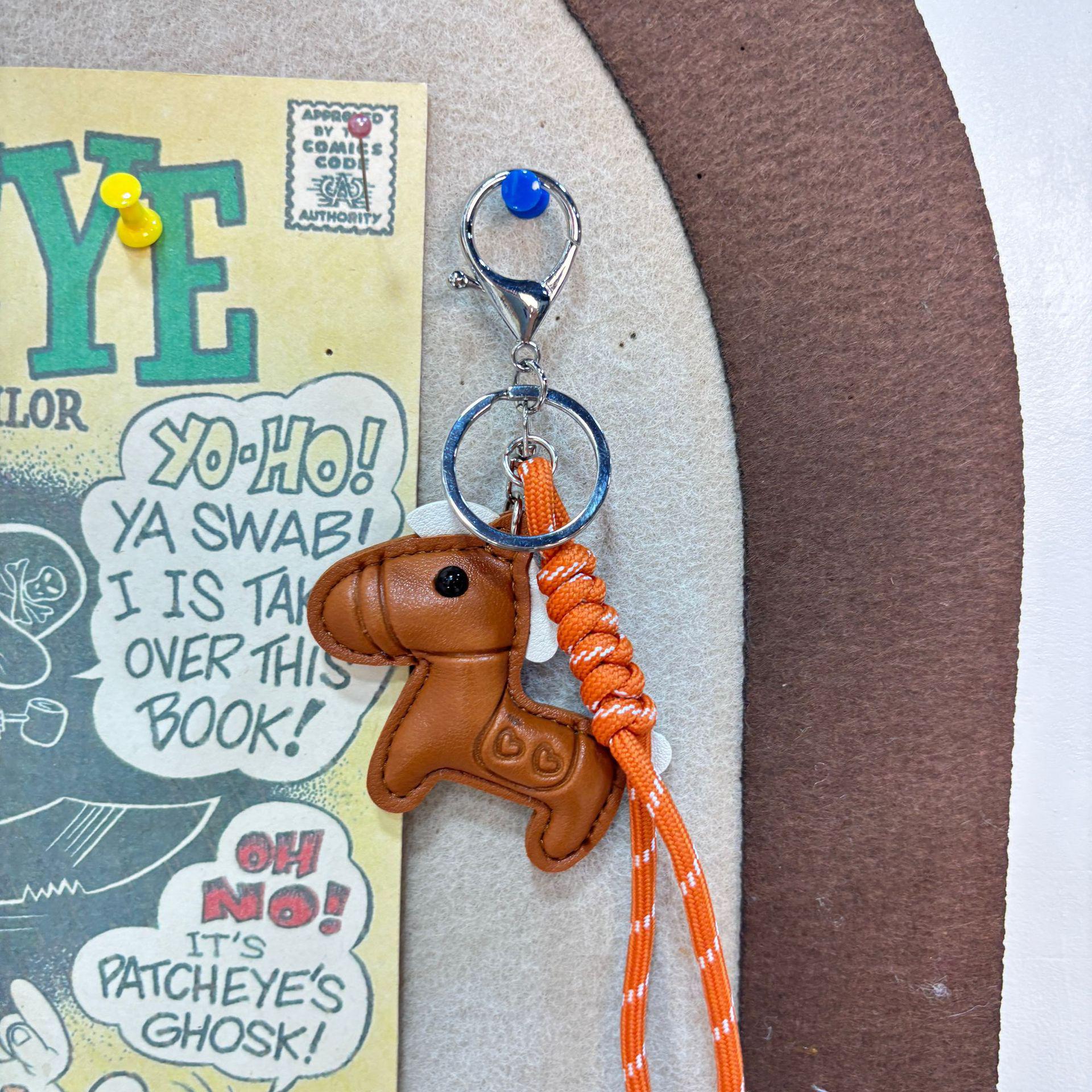 Cute Little Horse Keychain Pendant: Leather Bag Charm  Electric Scooter Cartoon Accessory