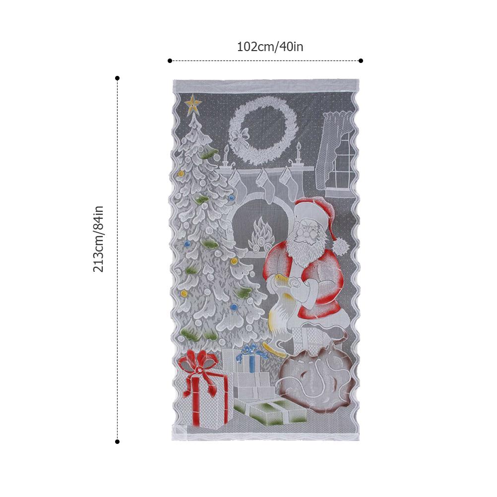 Christmas Lace Curtains LED Light Santa Claus Half Blackout Curtains Living Room Bedroom Home Decor