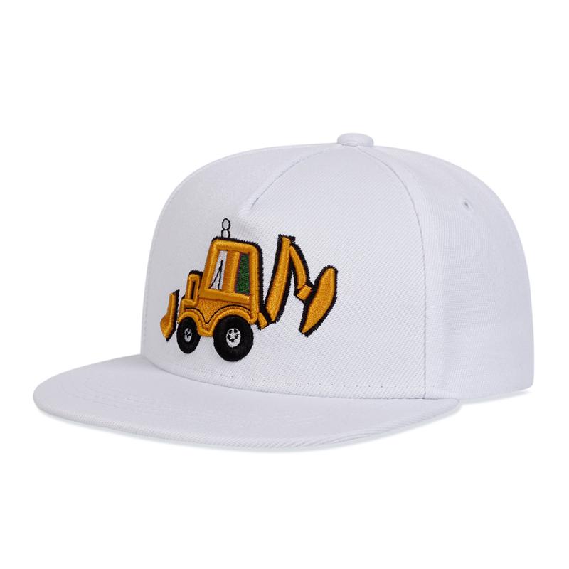 

Детская бейсболка с вышивкой «Экскаватор» Регулируемая хлопковая бейсболка с плоским верхом Кепки для путешествий для мальчиков и девочек