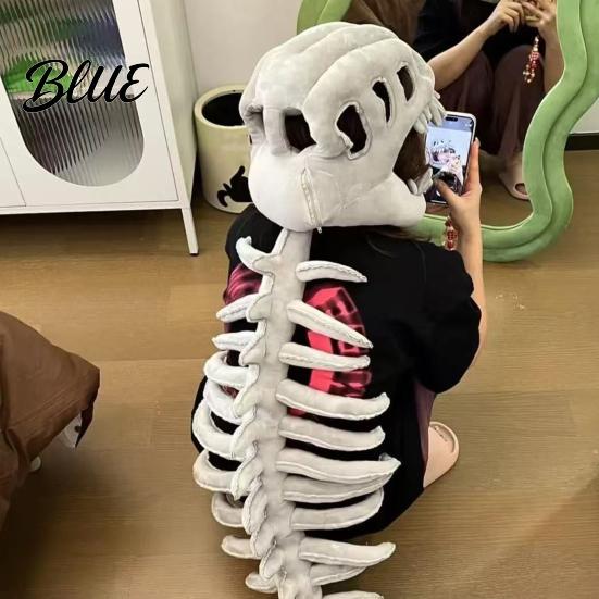 Realistisches Dinosaurierkostüm Skelett Plüschtier mit flexibler Wirbelsäulenfixierung und Soundeffekten Leichtes Stirnband für Halloween
