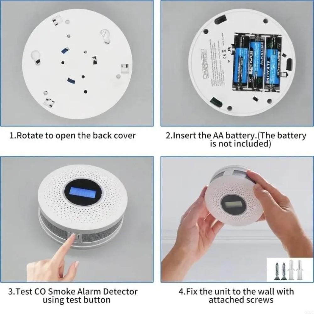 2 in 1 Carbon Monoxide Detector Portable CO Monitor Air Quality Monitor Smoke Alarm  Garage