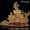 3D Halloween Haunted House Wooden Puzzle Ghost Tree with Light DIY Model Craft Kits Desk Decoration Toys Gift for Kids Adult