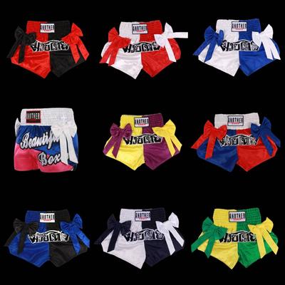 Muay Thai Shorts Kids Girls Boys Boxing Shorts Womens Men Bow Tie Fight Kickboxing Training Pants Martial Arts MMA Clothing 2022