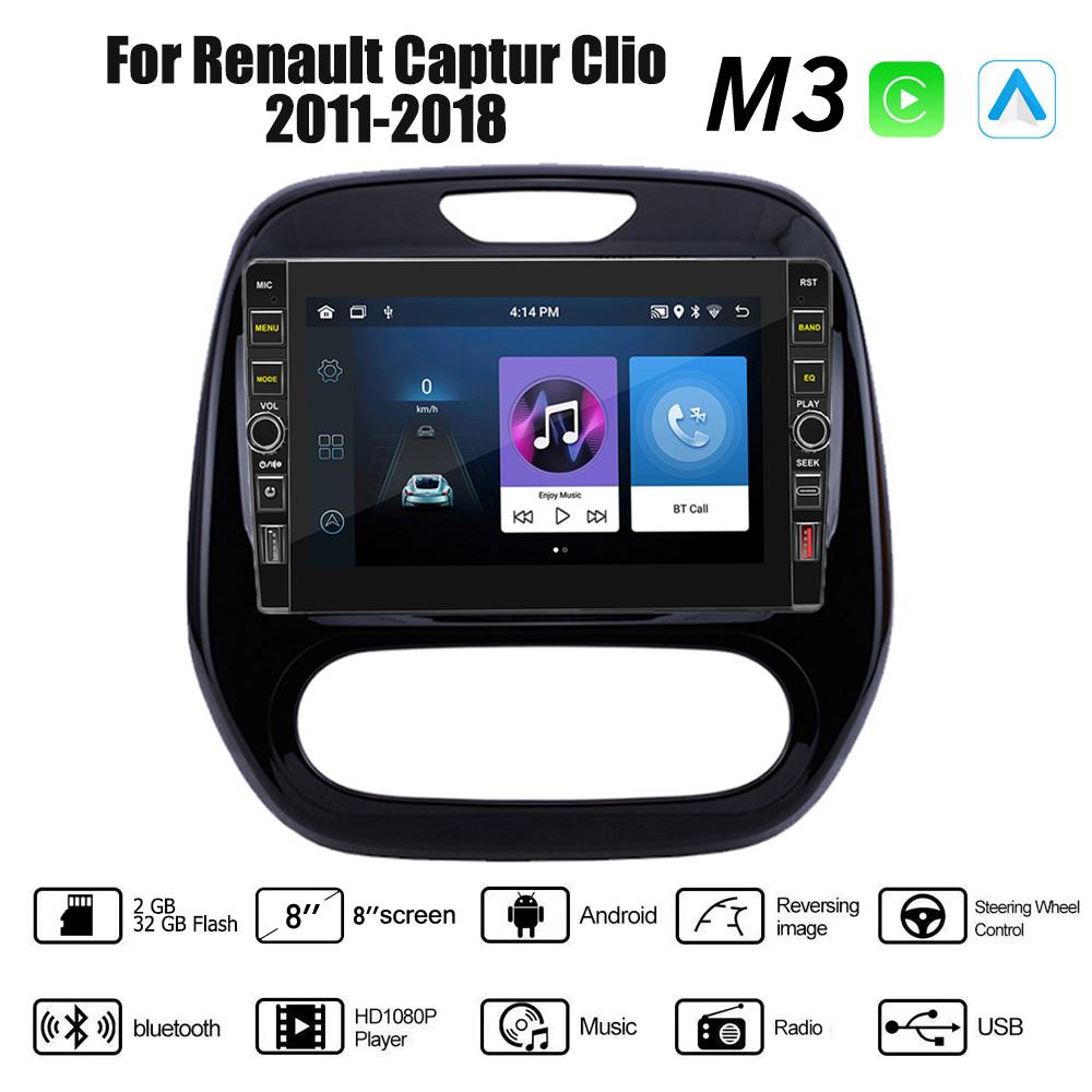 8 Inch For Renault Captur Clio 2011-2018 With Button Knob Android Car Radio Multimedia Player Navigation Stereo GPS 2 Din Carplay 2+32GB