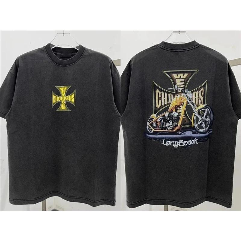 Washed Vintage T-shirt West Print Streetwear Men Oversized Y2k Graphics Print Casual Men Short Sleeve Tops Retro Oversized Female Male Clothing