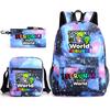 New rhythm box game merchandise primary school bag sprunki cartoon starry sky backpack 3-piece set D