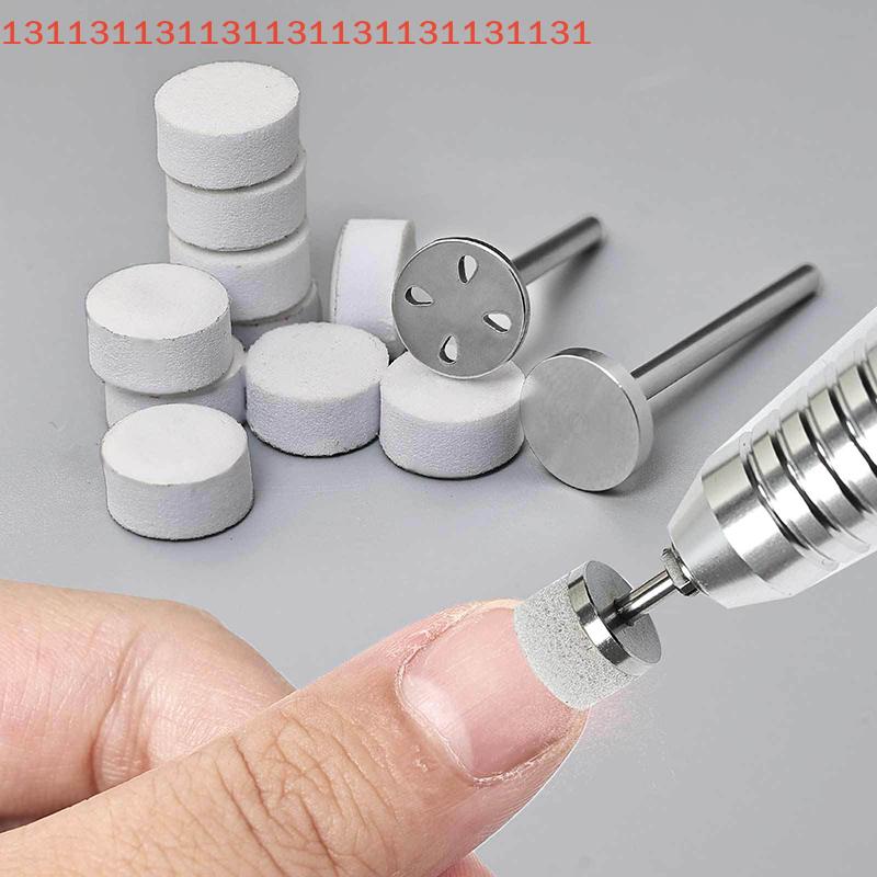 50pcs Stainless Steel Disk for Pedicure Polish 10mm Self-Adhesive Sponge Buffing Pads Replaceable Pedicure Accessory