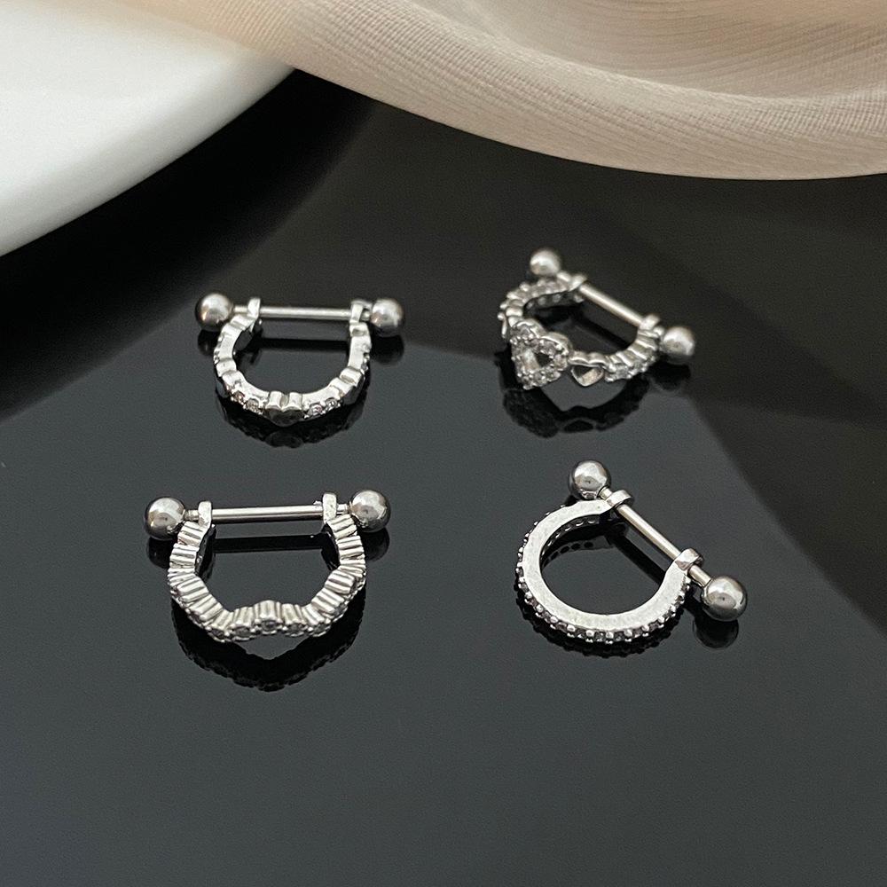 Heart Screw Earrings: Trendy Light Luxury Ear Bone and Buckle Studs for Women
