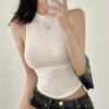 Korean High Neck Figure-Flattering Sleeveless Vest T-shirt for Women