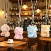 Kawaii Flocked Cute Mini Keychain Charming Animal Shape Pendant Keyrings for Women Girls Key Chains Bag Decoration
