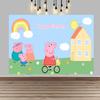 Happy Birthday Peppa Pig Photo Backgrounds, Perfect For Kids' Parties, Family Gatherings, And Birthday Celebration Banners.
