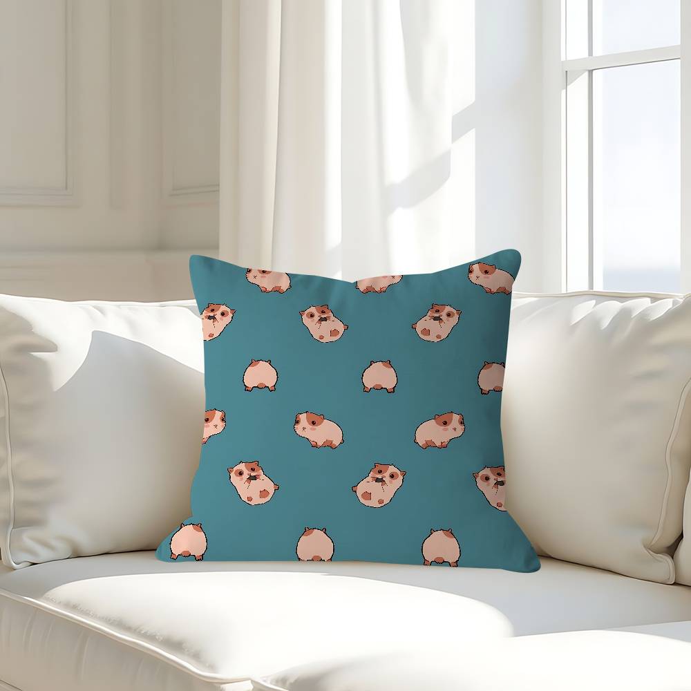 

Cute Hamster Pillow Covers Cartoon Sofa Decorative Home Double-sided Printing Short Plush Cute Cushion Cover 16x16Inch