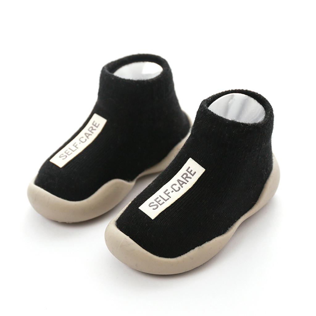Kids Toddler Baby Boys Girls Solid Letter Anti-Slip Knitted Warm Socks