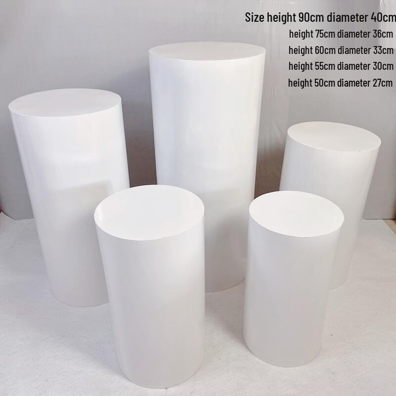Set Decorativo Cilindri Rotondi in Ferro Bianchi per Tavolo Dessert Matrimonio e Compleanno – 5 Pezzi