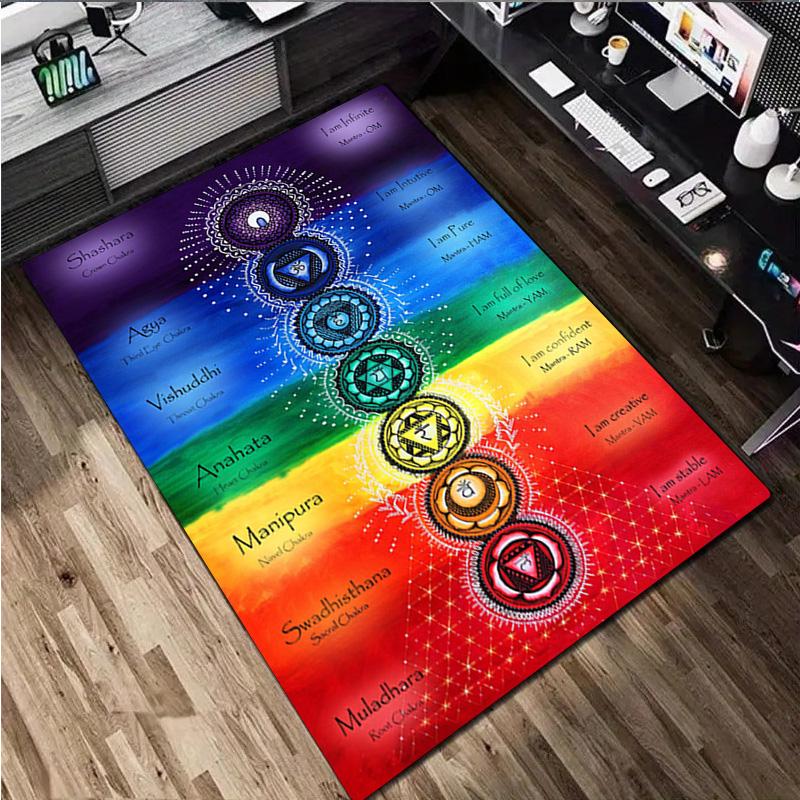 Chakras Rug - Home Carpet Office Decorative Carpet For Living Room Bedroom Door Mat Floor Rug Computer Chair Area Rug