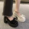 Japanische Mary Jane Schuhe mit Plateau Damen neu Sommer Perlen Schleife Französische hochhackige kleine Lederschuhe Einzelne Schuhe
