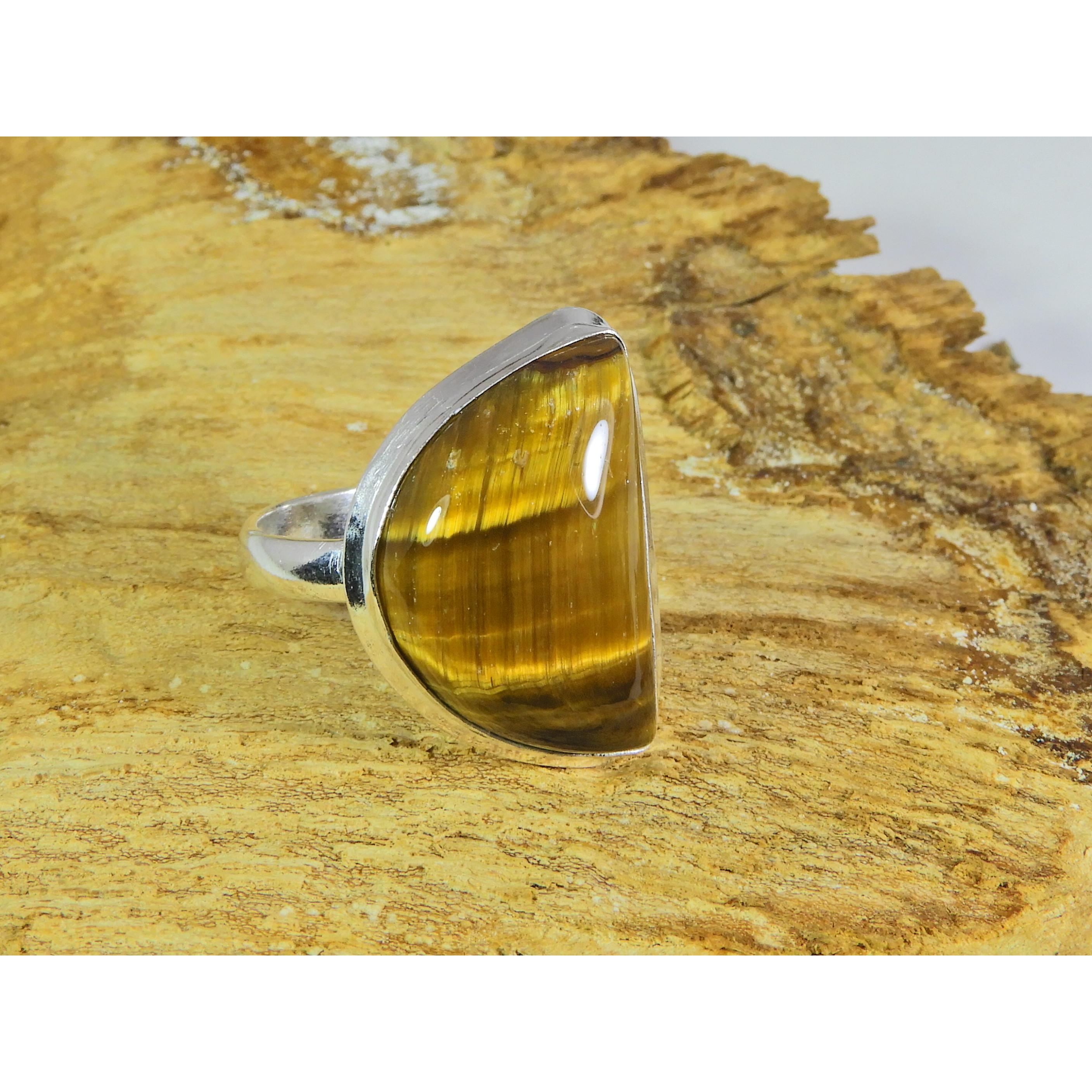 

Natural Tiger Eye 925 Solid Sterling Silver Ring Size US-8 PG-81