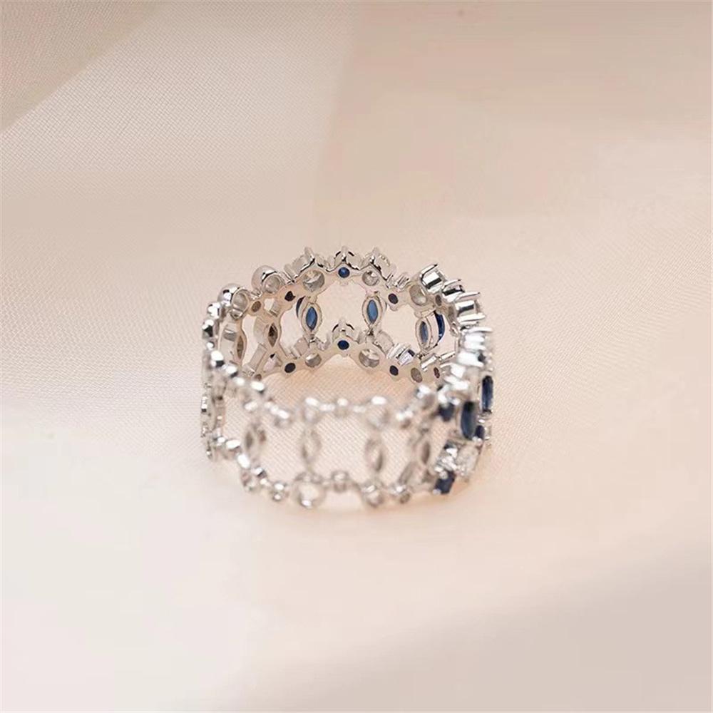 Cute Female White Blue Zircon Stone Silver Color Wedding  Promise Engagement Rings For Women