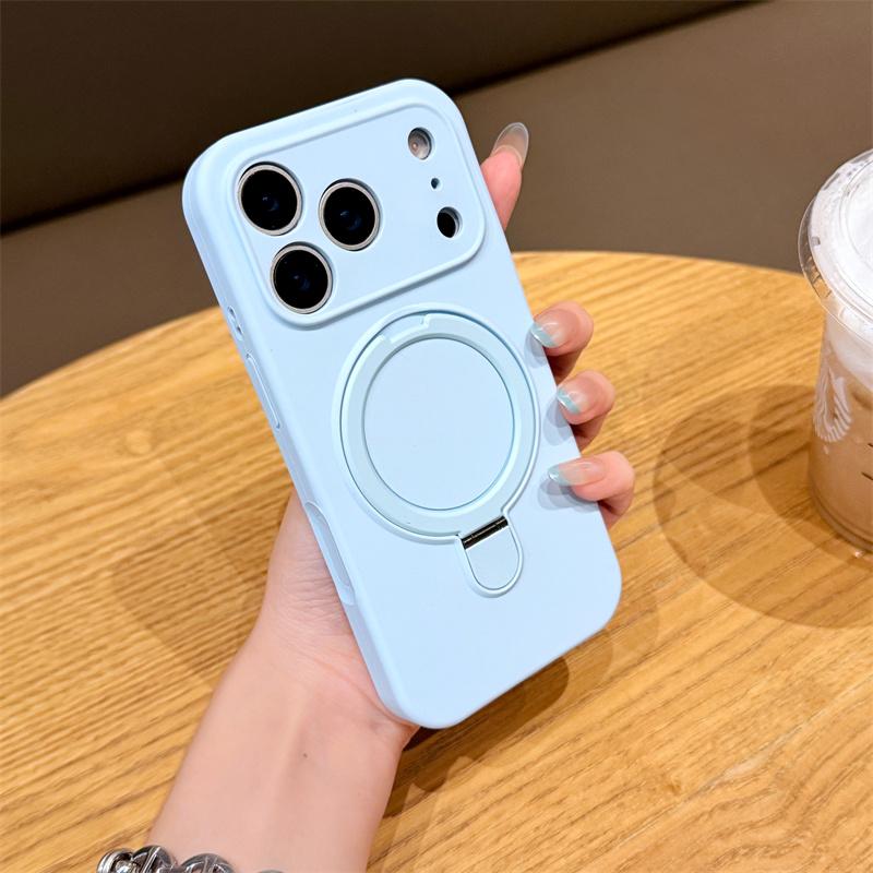 Luxury Liquid Soft Silicone Ring Stand Holder Magnetic For Magsafe Cases For iPhone 17 16 15 14 Plus 13 12 Pro Max 11 Air Cover