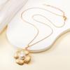 TOHM Fashion Jewelry Stainless Steel Necklace with Pearl,elegantl Flower Clavicle Chain for Women Non-fading Plated with Gold