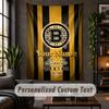 Personalisierte Wandtapisserie, Boston Bruins Benutzerdefinierter Text, Weiches Stoff-Wandbild Für Innenraumdekoration