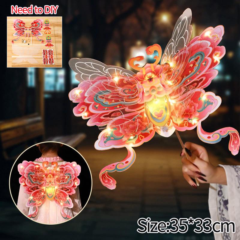 DIY Handheld Butterfly Lantern Handmade DIY Material Pack Mid-Autumn Festival Gifts Chinese Lantern Festival Butterflies Lantern