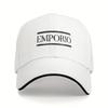 1 Emporio Adjustable Baseball Cap  Breathable Dad Cap with EMPORIO Letter Print Black with White Edge Perfect for Fishing