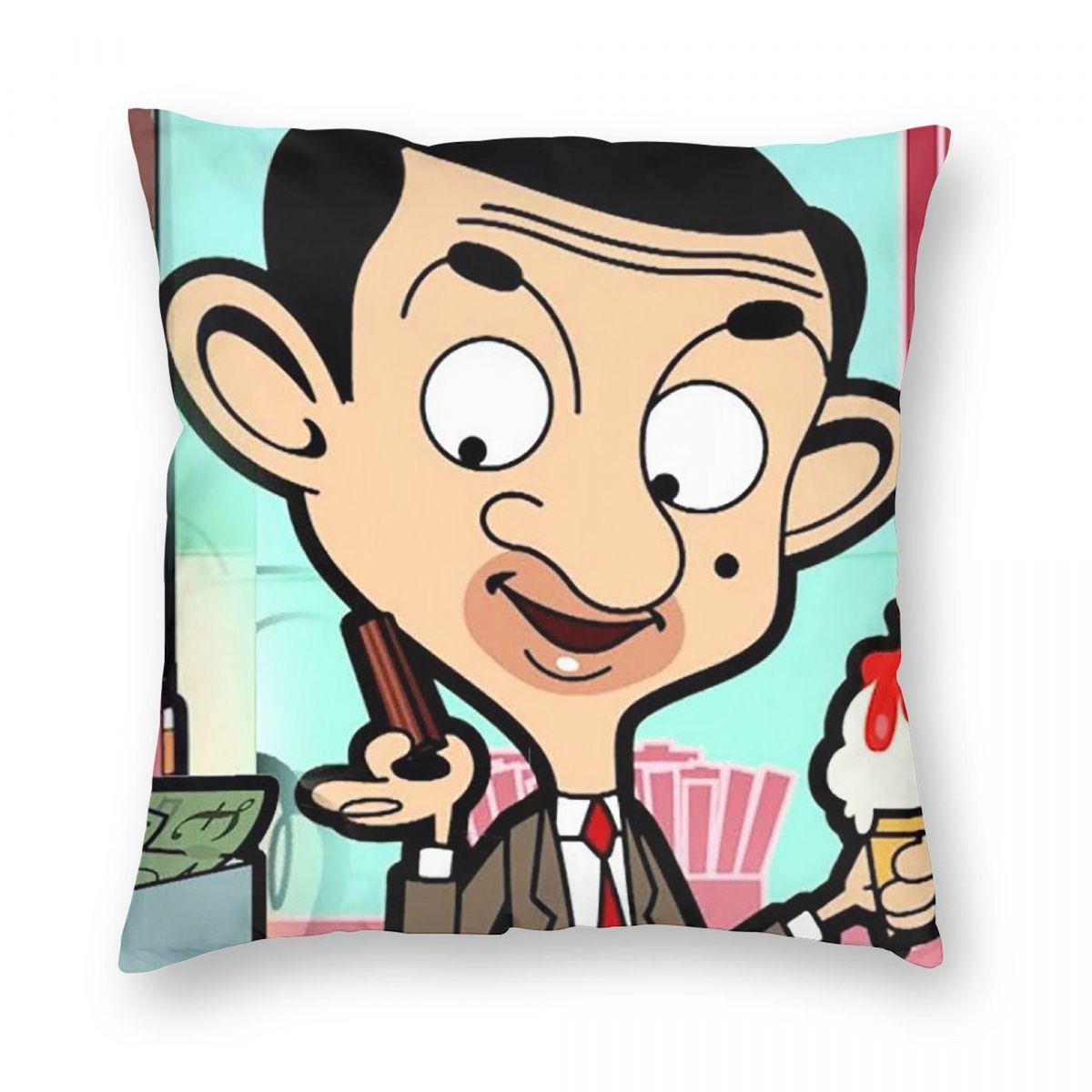 Mr. Bean Cartoon Square Pillowcase Pillow Cover Cushion Zip Decorative Comfort Throw Pillow for Home Car 12x12Inch