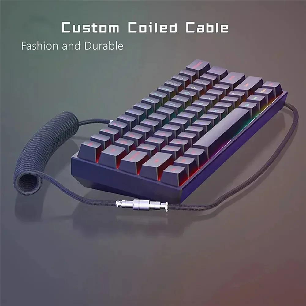 Mechanical Keyboard Cable USB A to TYPE-C Braided Cable Coiled Aviation Connector Cord USB Coiled Cable for Computer Keyboard