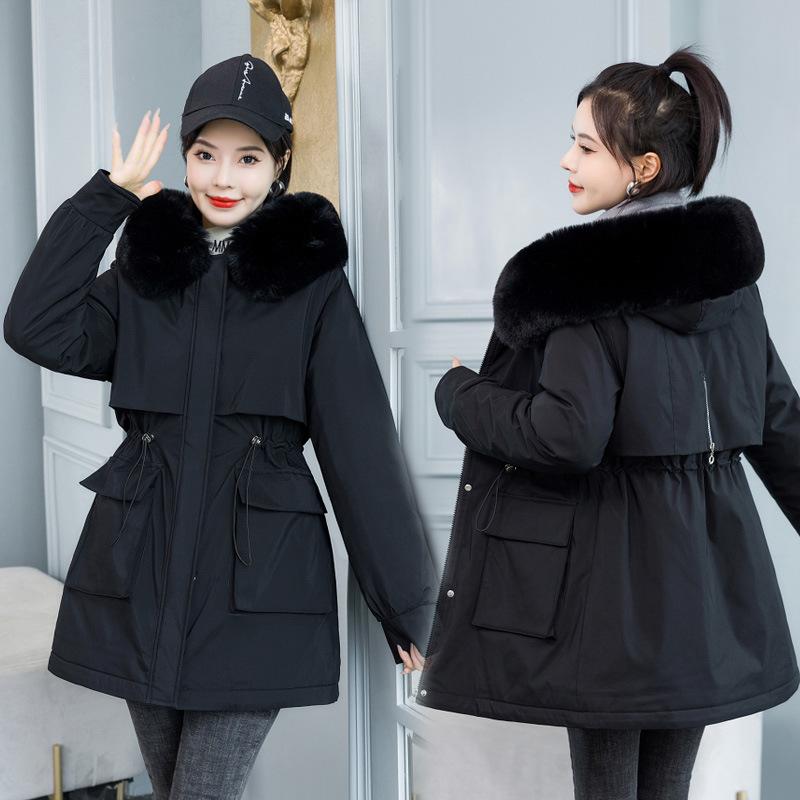 

Новая женская съемная подкладка включает одно платье и три зимних пальто, а также меховой воротник, средне-длинную хлопковую одежду. XXXL чёрный