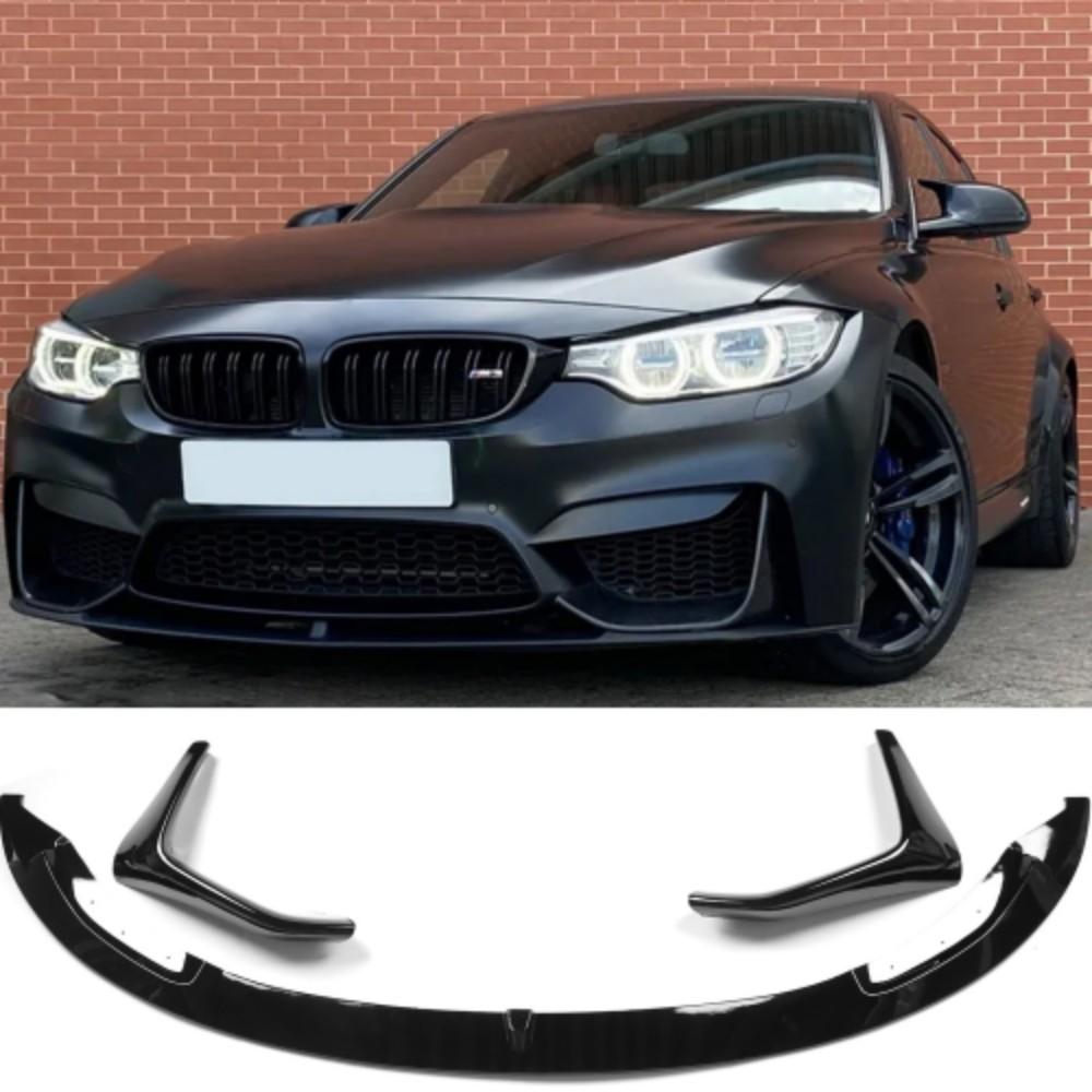 Black Front Lip Spoiler for BMW M3 F80 2015 2016 2017 2018  , OEM Style Front Bumper Lip Body Kit
