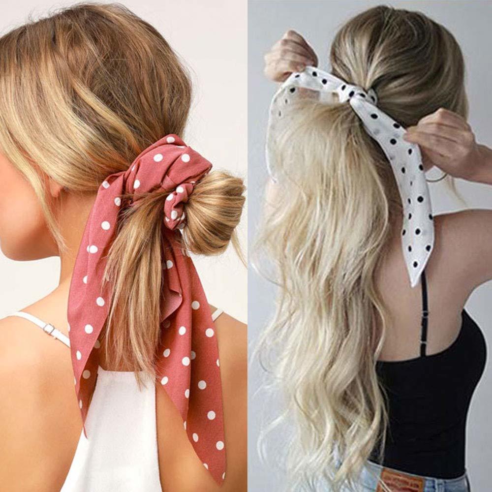 Fashion Print Chiffon Long Ribbon Scrunchies Women Girls Ponytail Scarf Elastic Hair Bands Ties Hair Accessories