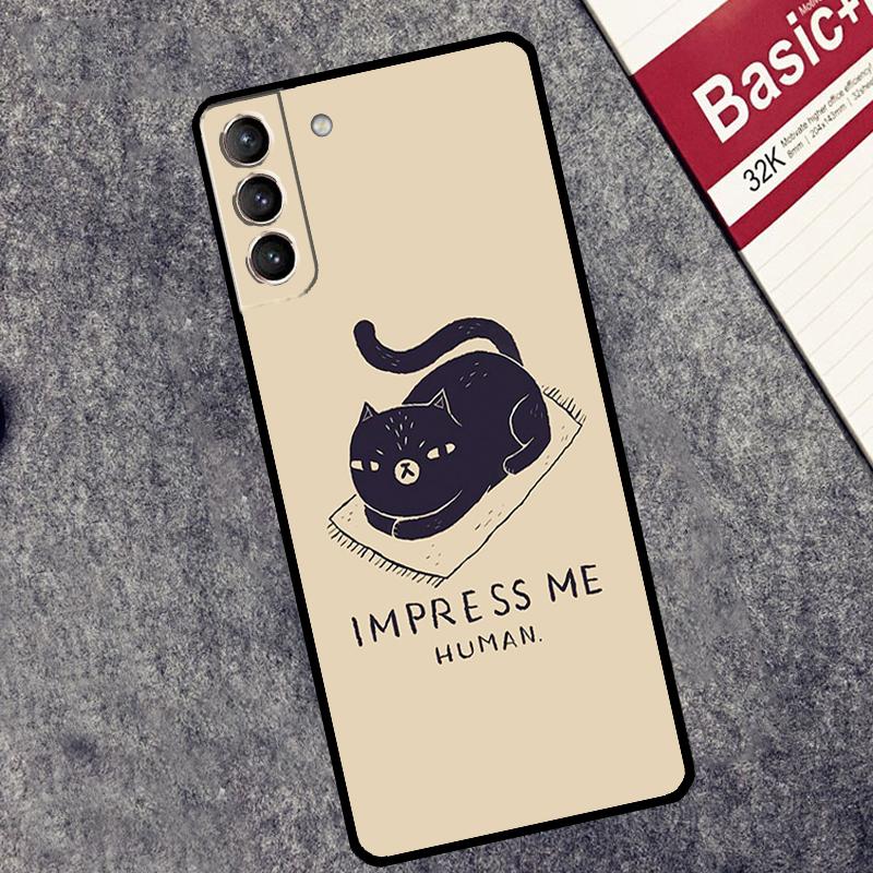 Black Cat Face Kitty Case For Samsung Galaxy S25 S26 Ultra S20 S21 S22 S23 S10 Plus S25 FE S24 Ultra Cover Coque