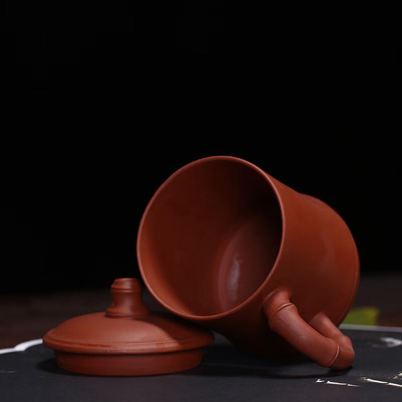 TLAKEHO Zisha Covered Cup with Bamboo Engraving