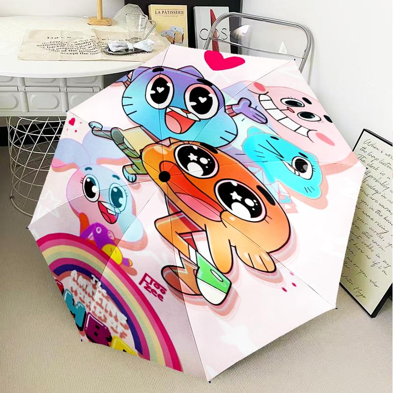 Gum-ball's Amazing World Umbrella Folding umbrella, automatic umbrella 8-Frame for Travel, camping Use Gift for Halloween Christmas