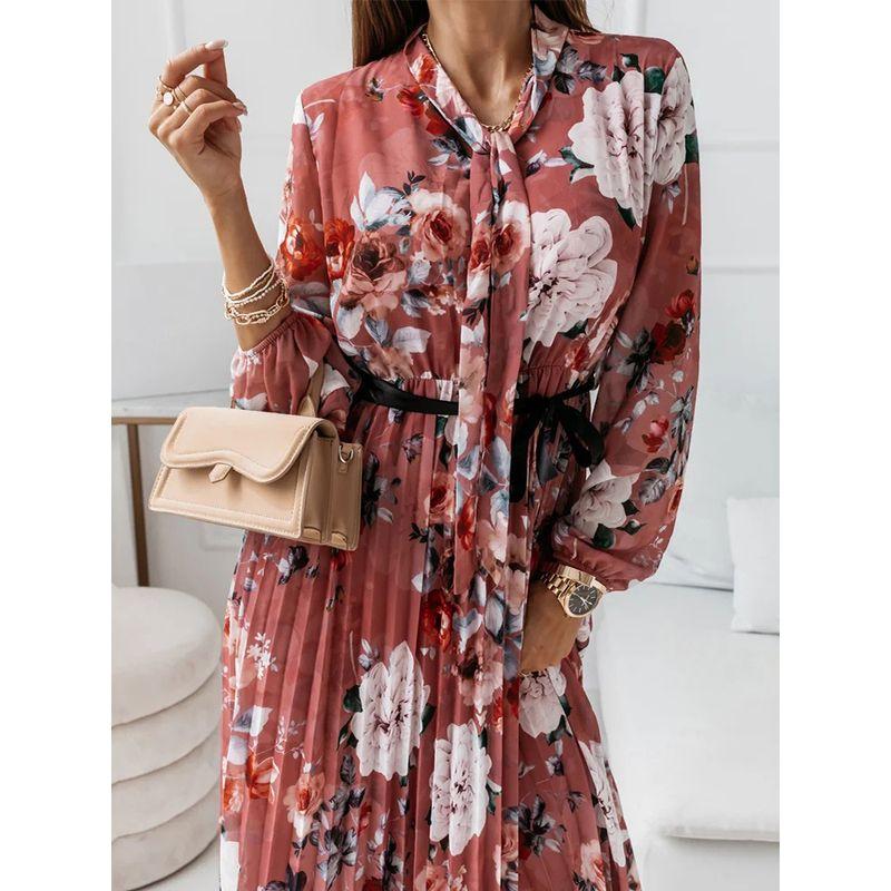Lace-up Chiffon Office Lady Dress New Vintage Party Dress