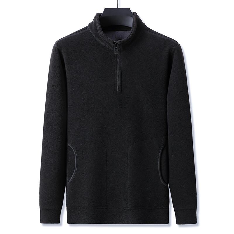 Men s Fleece Half-Zip Stand Collar Long Sleeve Winter Jacket 2XL