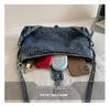 2026 Trendy Retro Denim Crossbody Bag - Large Capacity for Commuting or School