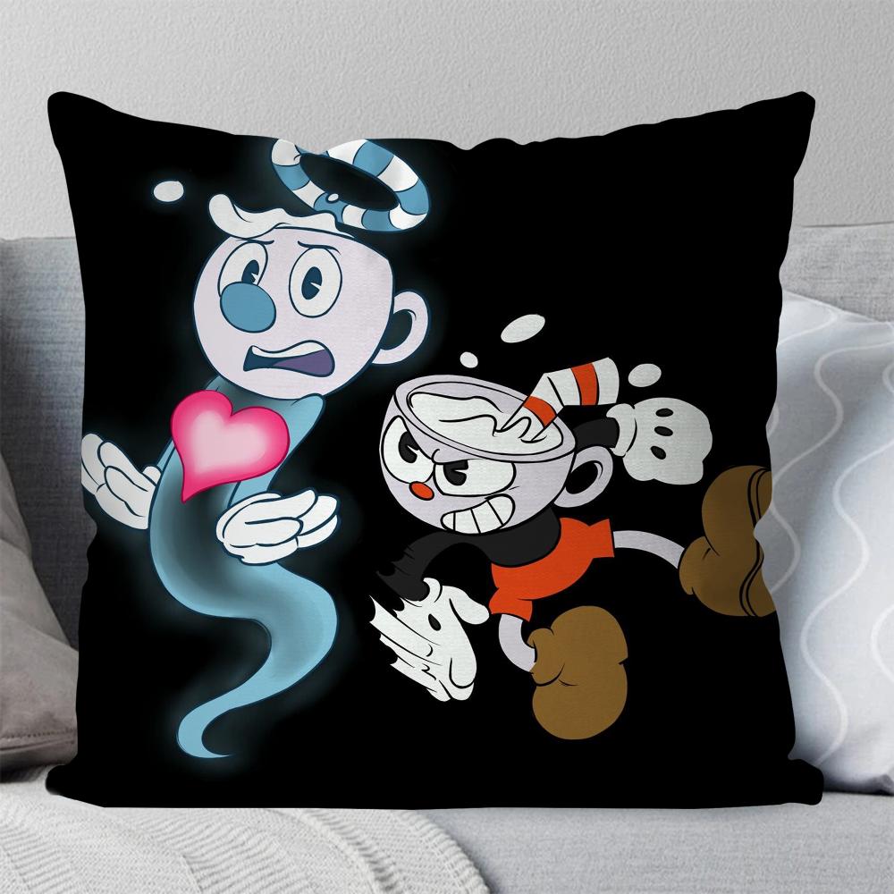 C-Cuperhead Animated Adventure Game Pillow Case Square Pillow Bedroom Sofa Leisure Comfort Car Living Room Home Decoration 40X40
