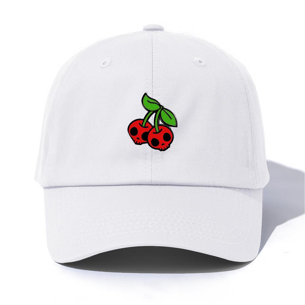 1pc Skull Cherries Print Baseball Cap for AdultsMinimalist Retro Style Casual Soft Adjustable Dad HatPerfect As Gift