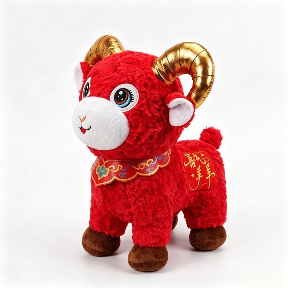 Soft Plush Mascot Doll Spring Festival Decor Stuffed Animal Cute Year of the Sheep Mascot Gift