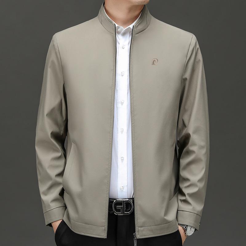 

Embroidered Stand Collar Jacket Men s Spring and Autumn New Casual Top Thin Middle-aged Men s Dad Jacket Outer M