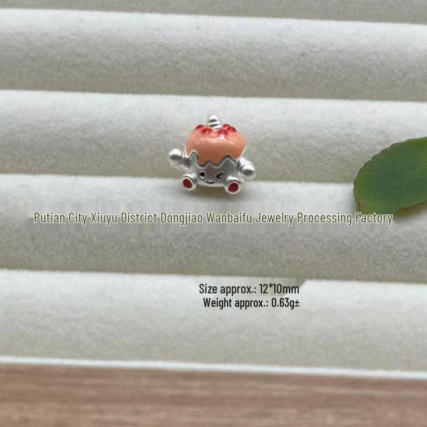 Sterling Silver 999 Chef Dog and Baguette Cat Beaded Charms on Hand-braided Rope
