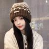 Retro Jacquard Cat Ears Wool Hat Women's Winter Velvet Warm Ear Protector Cold Hat Showing Face Small Knitted Pullover Hat