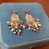 Bohemian Rhinestone Crystal Flower Tassel Silver Earrings - Vintage Ethnic High-End Jewelry