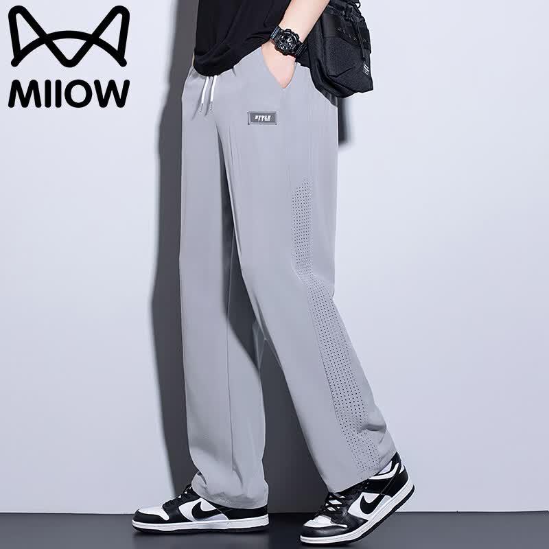 MiiOW Men s Summer Ice Silk Straight-Leg Lounge Pants 3XL серо голубой