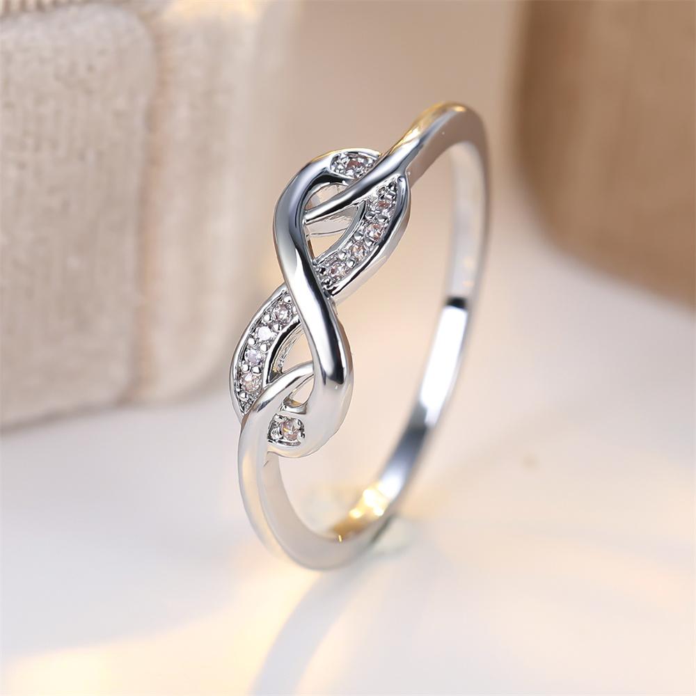 White Zircon Infinity Stone Thin Rings For Women Vintage Gold CopperColor Engagement Ring Wedding Jewelry Mother's Day Gifts