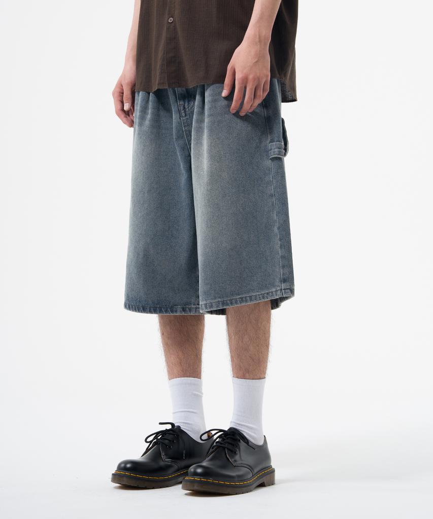 Descheuis Everyday Single-Pleat Carpenter Bermuda Denim Pants Vintage Blue (Type B)